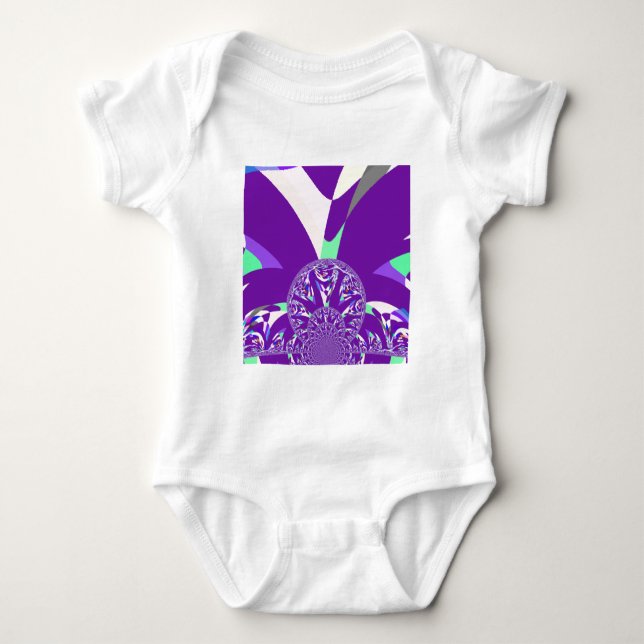 Retro Blue Cyan Kaleidoskop Art Print Baby Strampler (Vorderseite)