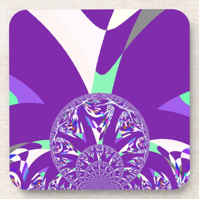 Retro Blue Cyan Kaleidoskop Art Print Getränkeuntersetzer (Vorderseite)