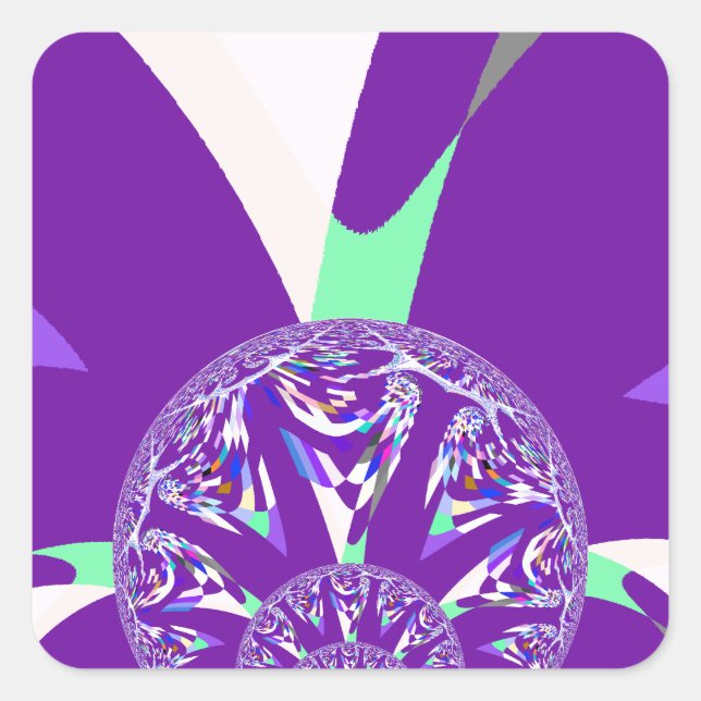 Retro Blue Cyan Kaleidoskop Art Print Quadratischer Aufkleber (Vorderseite)