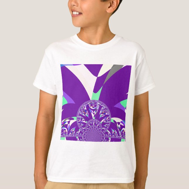 Retro Blue Cyan Kaleidoskop Art Print T-Shirt (Vorderseite)