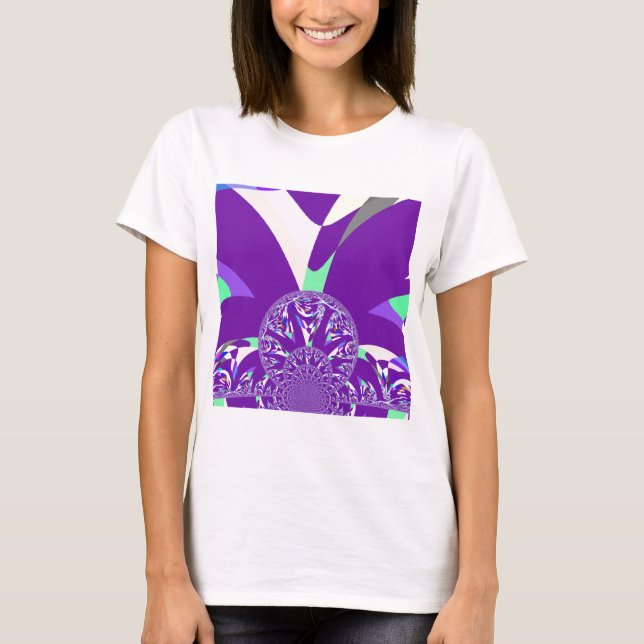 Retro Blue Cyan Kaleidoskop Art Print T-Shirt (Vorderseite)