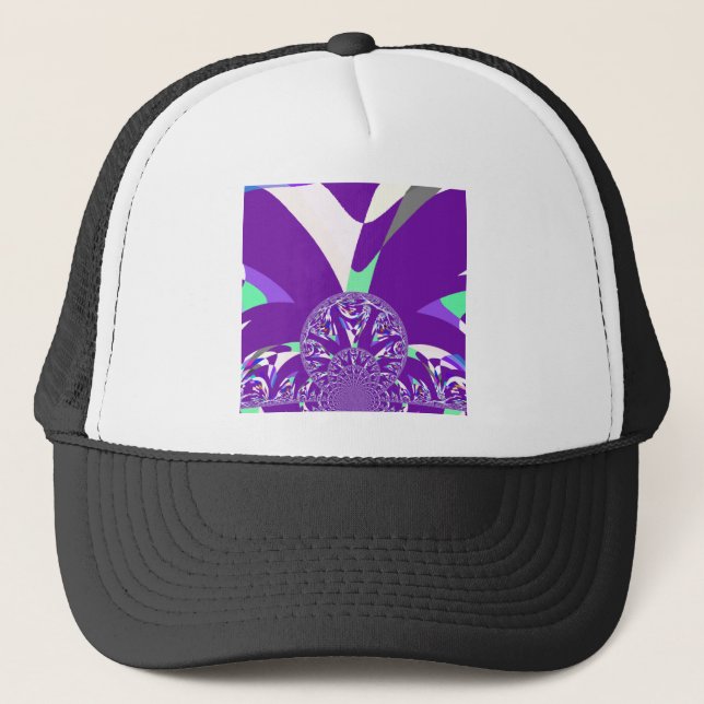 Retro Blue Cyan Kaleidoskop Art Print Truckerkappe (Vorderseite)