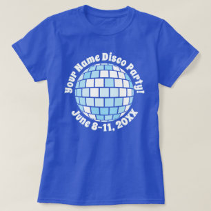 Retro Blue Disco Ball PERSONALISIERTER T - Shirt