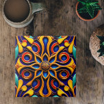Retro Blue Floral Art Deco Illustration Fliese<br><div class="desc">Dieses wunderschöne und aufwändige Design besticht durch ein Blume-Motiv mit lebhaften Farben und faszinierenden Details. Während die Blume selbst das Herzstück des Designs ist, ist sie ein Art Deko Stil mit fett gekrümmten geometrischen Formen mit lebhaften Farben und faszinierenden Details. Das hohe Maß an Details und Symmetrie macht das Design...</div>