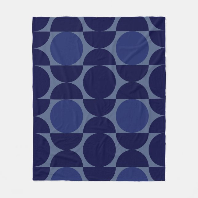 Retro Blue Geometric Fleecedecke (Vorderseite)