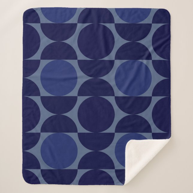 Retro Blue Geometric Sherpadecke (Vorderseite)