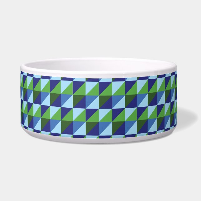 Retro Blue & Green Geometric Triangle Abstrakt Napf (Vorderseite)