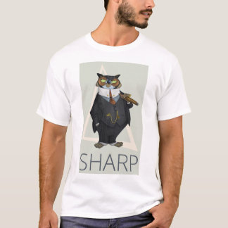 Retro Blue Green Orange Gold Owl in einem scharfen T-Shirt