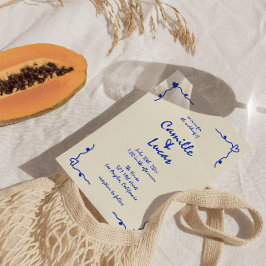 Retro Blue Handgeschriebene Whimsical Wedding Einladung