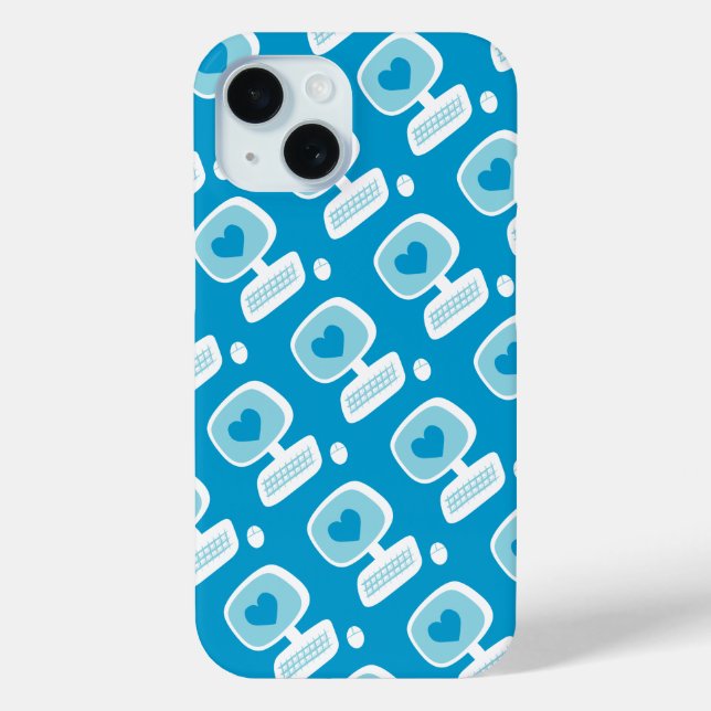 Retro Blue Heart Computer Geeky iPhone 12 Fall title_seo2 (Rückseite)