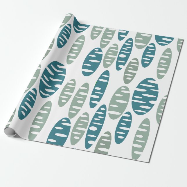 Retro Blue Holey Ovals Geschenkpapier (Ungerollt)