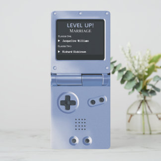 Retro Blue II Handheld Gaming Hochzeits-Einladung Einladung