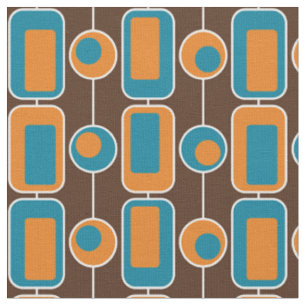 Retro Blue, Orange und Brown Stoff