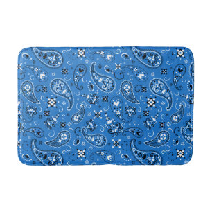 Retro Blue Paisley Bandana Muster Badematte