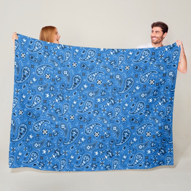 Retro Blue Paisley Bandana Muster Fleecedecke (Beispiel)