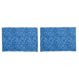 Retro Blue Paisley Bandana Muster Kissenbezug