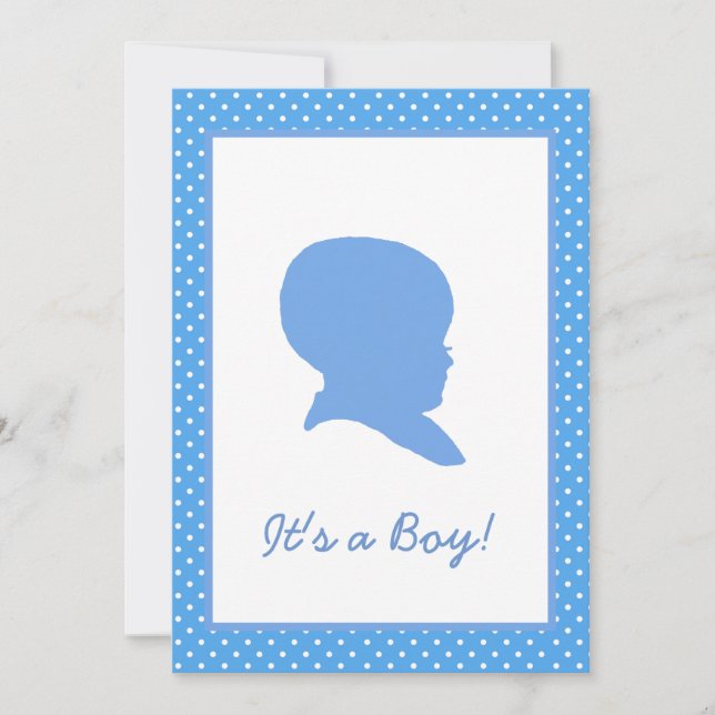 Retro Blue Polka Dot Baby Ankündigung (Vorderseite)