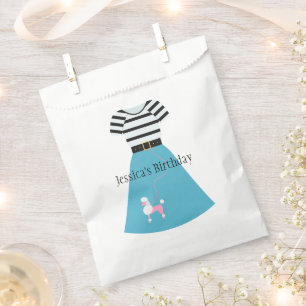 Retro Blue Poodle Rock individuell auf den Geburts Geschenktütchen