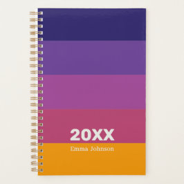 Retro Blue Purple Plum Orange Stripe 2026 Name Planer