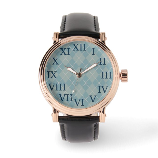 Retro Blue Raute Watch Armbanduhr (Vorderseite)