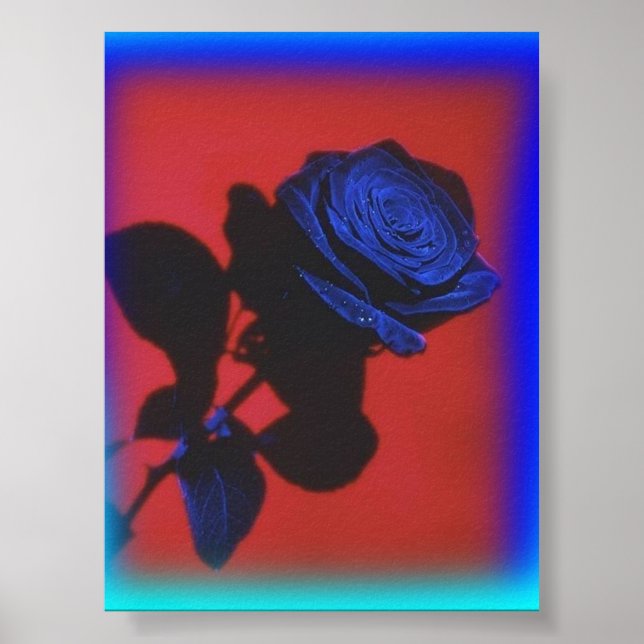 Retro Blue Rose Poster (Vorne)