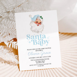 Retro Blue Santa Baby Holiday Baby Dusche Einladung