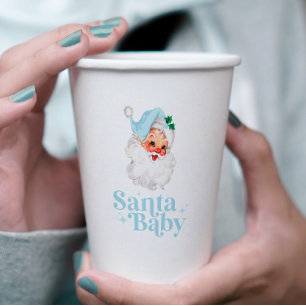 Retro Blue Santa Baby Weihnachtsdusche Pappbecher