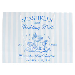 Retro Blue Seashells & Wedding Bells Bachelorette Große Geschenktüte
