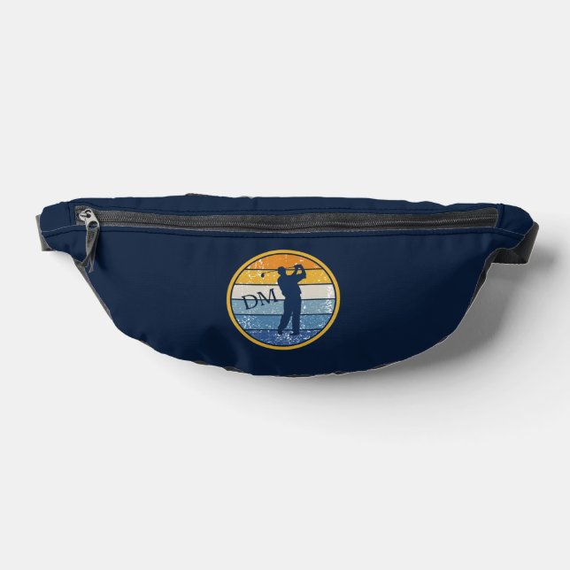Retro Blue Silhouette Golfer Monogram Bauchtasche (Ablage )