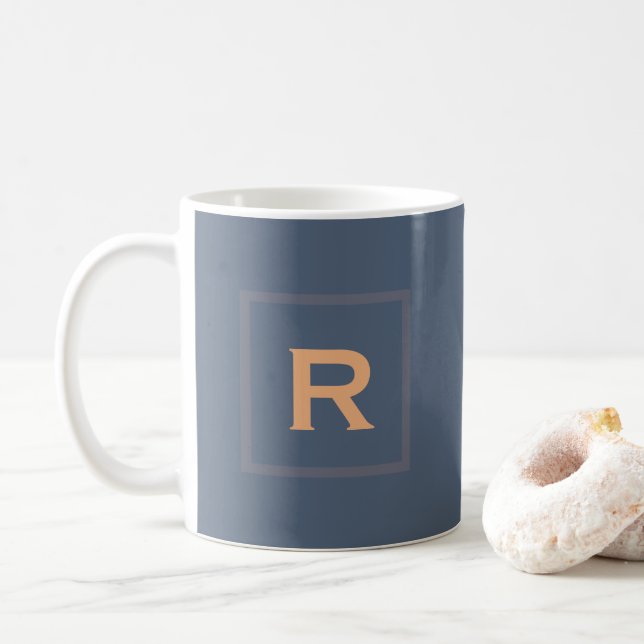 Retro Blue Solid Color Schlicht Personal Coffee Ta Kaffeetasse (Mit Donut)