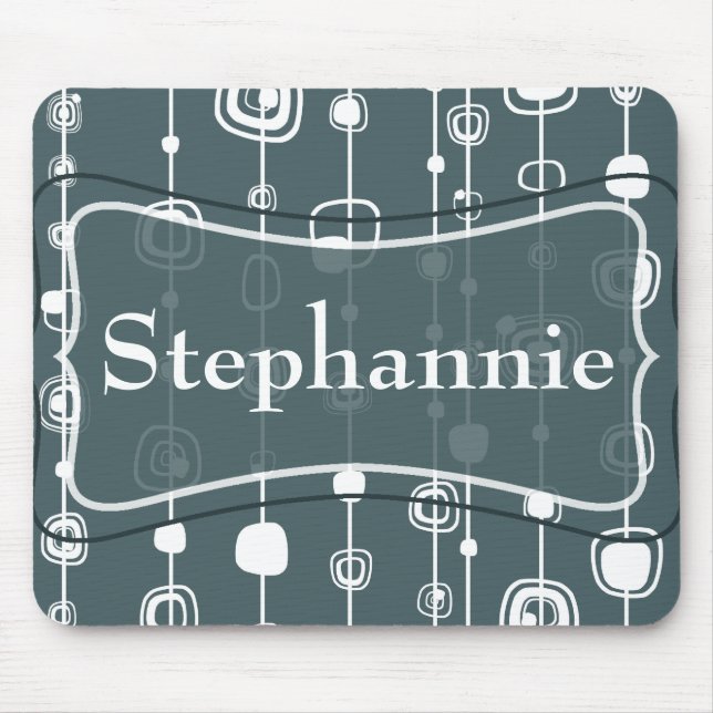 Retro Blue Squares 1950 Groovy Mousepad (Vorne)