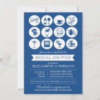 Retro Blue Stock der Bar Bridal Dusche Einladung