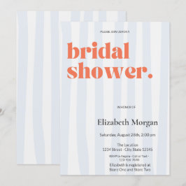 Retro Blue Stripes Einfaches Brautparty Einladung