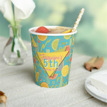 Retro Blue Summer Citrus Fruit Birthday