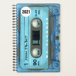 Retro Blue T4 Audiotape Music Zitat personalisiert Planer