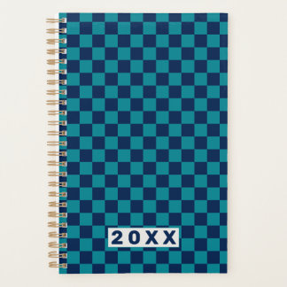 Retro Blue Teal Checkerboard 2026 Planer