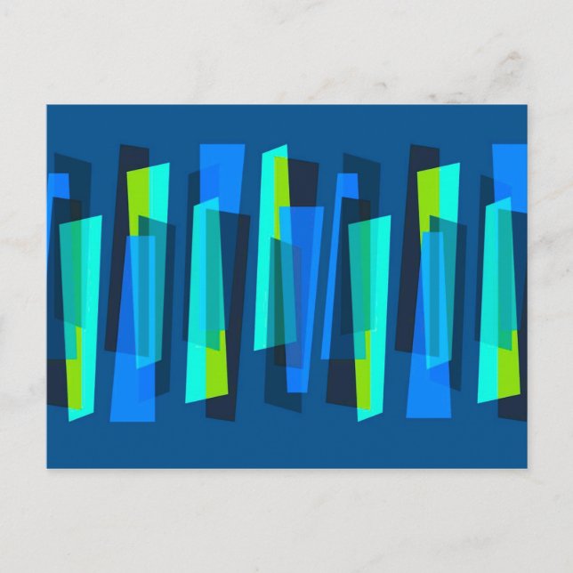 Retro Blue und Green Abstrakt Print Postcard Postkarte (Vorderseite)