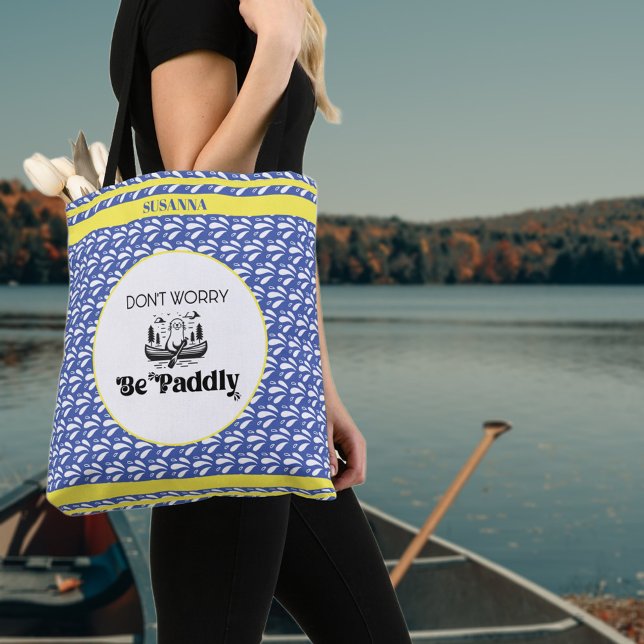 Retro Blue Water Pattern Canoe Otter Personalisier Tasche (Von Creator hochgeladen)