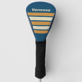Retro Blue Wave Across Striping with Name Golf Headcover