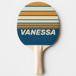 Retro Blue Wave Horizon Striping with Name Tischtennis Schläger