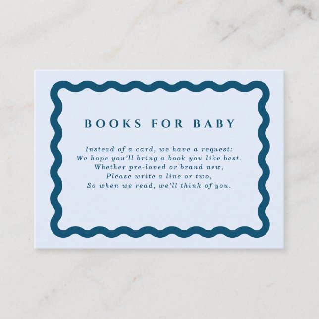 Retro Blue Wavy Frame Books für Baby Begleitkarte (Vorderseite)