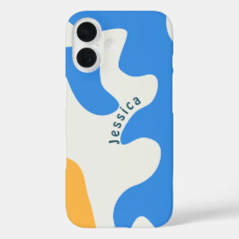 Retro Blue Yellow Green Bio Name iPhone 16 Hülle