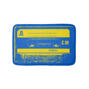 Retro Blue & Yellow Kassettenband Badematte