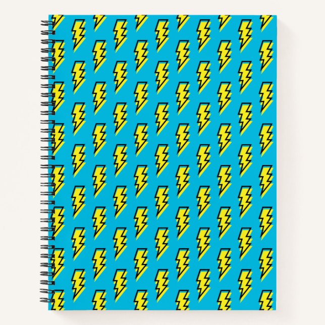 Retro Blue Yellow Lightning Bolt Pattern der 80er/ Notizbuch (Vorderseite)