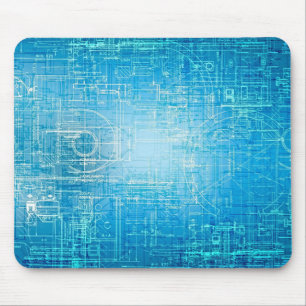 Retro Blueprint Artistic Mouse Pad Mousepad