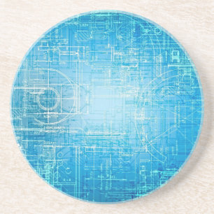 Retro Blueprint Untersetzer - Art Meetings Funktio