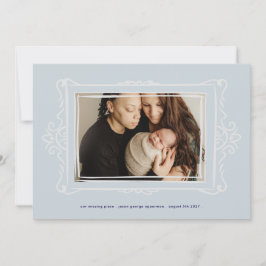 Retro Blues Moderne doodle Foto Rahmen Adoption Ankündigung