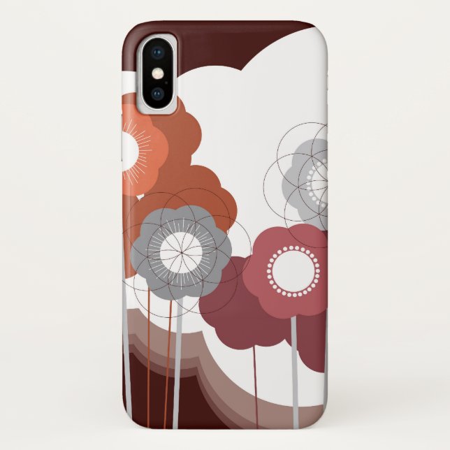 Retro blüht Mod-Blumen-niedliche Kunst Browns Case-Mate iPhone Hülle (Rückseite)