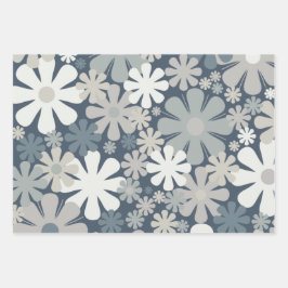 Retro Blume 60er 70er Ästhetische Blumenmuster Geschenkpapier Set