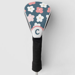 Retro-Blume, Aquamarin, rosa und weiß Golf Headcover